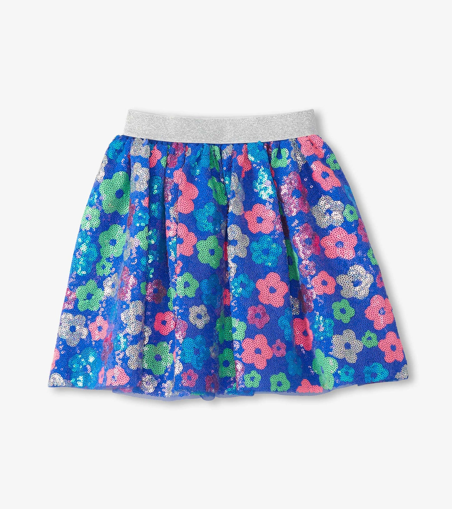 Girls Party Flowers Sequin Skirt