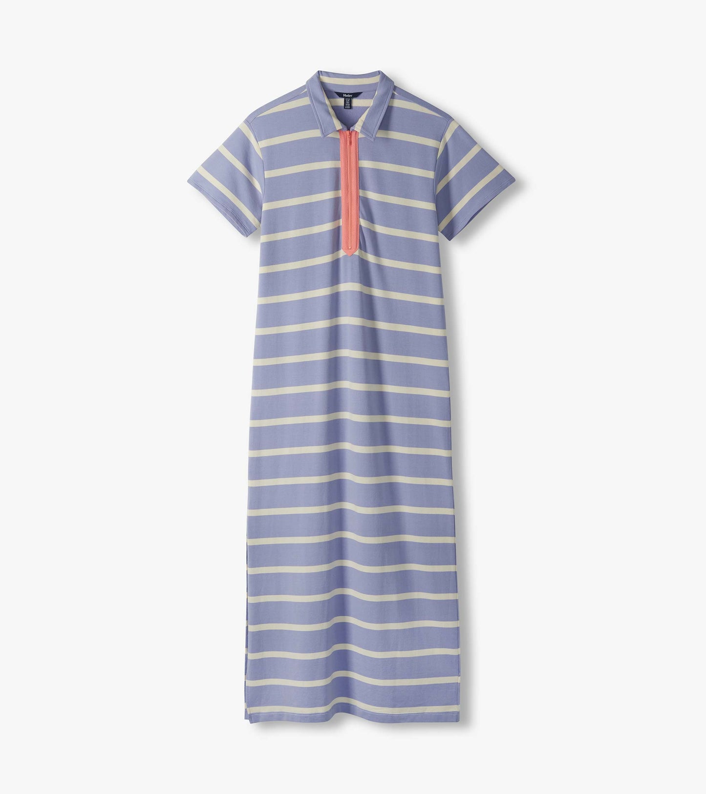 Robe longue à glissière contrastante – Rayures iris pâle