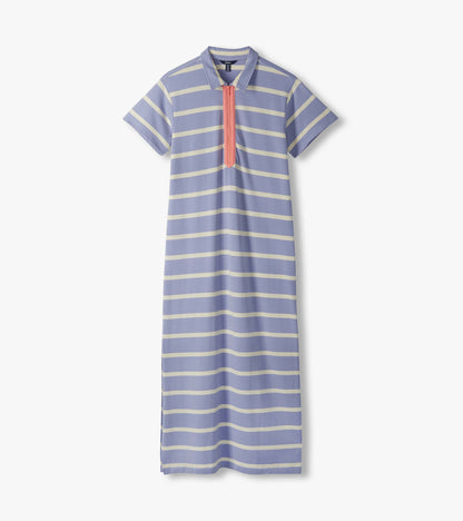 Robe longue à glissière contrastante – Rayures iris pâle