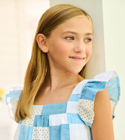 Robe bouffante à mancherons flottants – Pièces de chambray