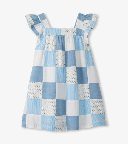 Robe bouffante à mancherons flottants – Pièces de chambray