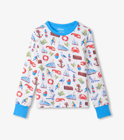 Boys Painted Seascape Bamboo Pajama Set