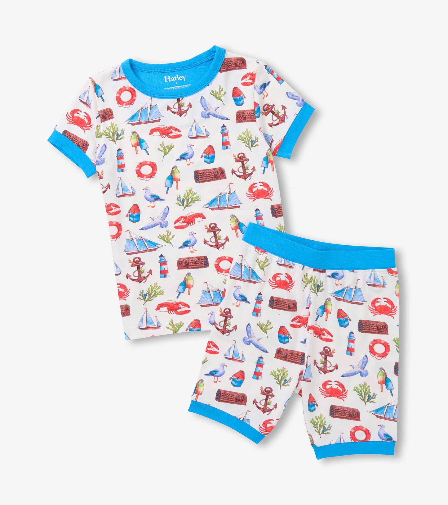 Boys Painted Seascape Bamboo Short Pajama Set