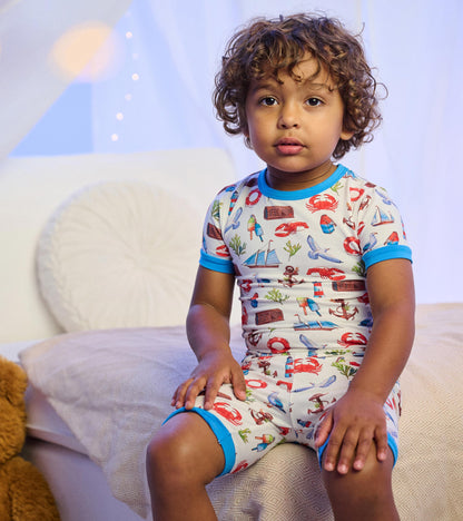Boys Painted Seascape Bamboo Short Pajama Set
