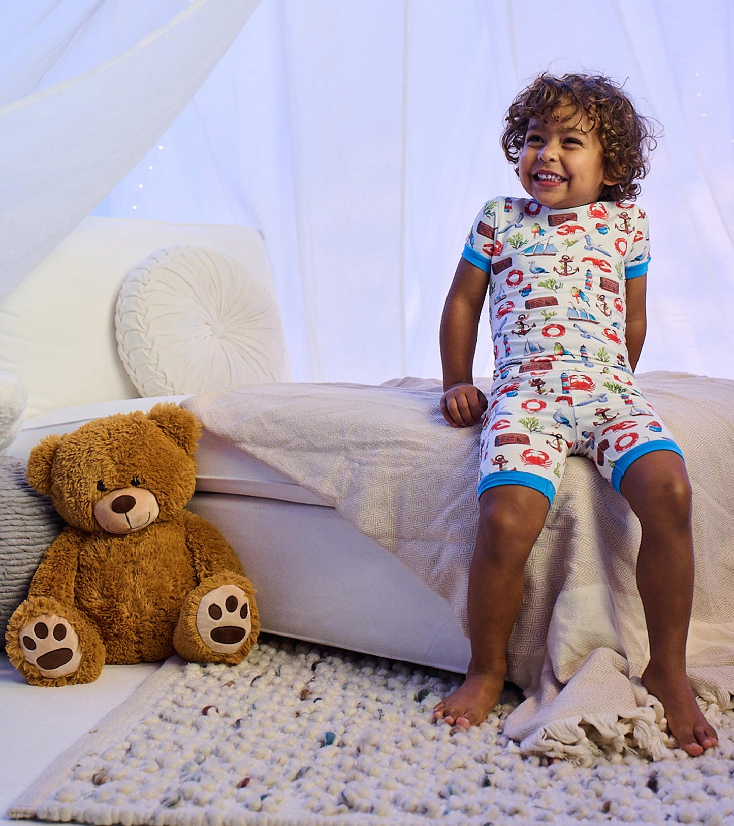 Boys Painted Seascape Bamboo Short Pajama Set