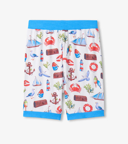 Boys Painted Seascape Bamboo Short Pajama Set
