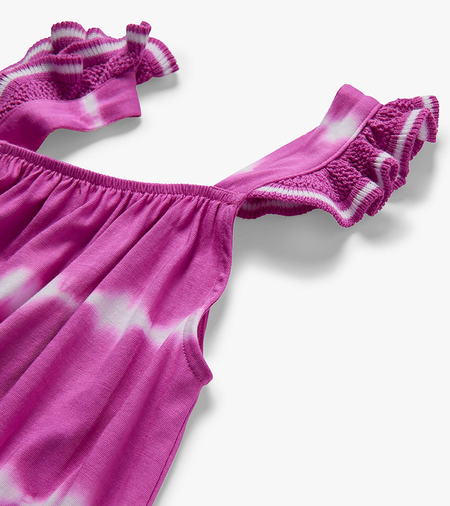 Girls Purple Orchid Tie Dye Crochet Sleeve Dress