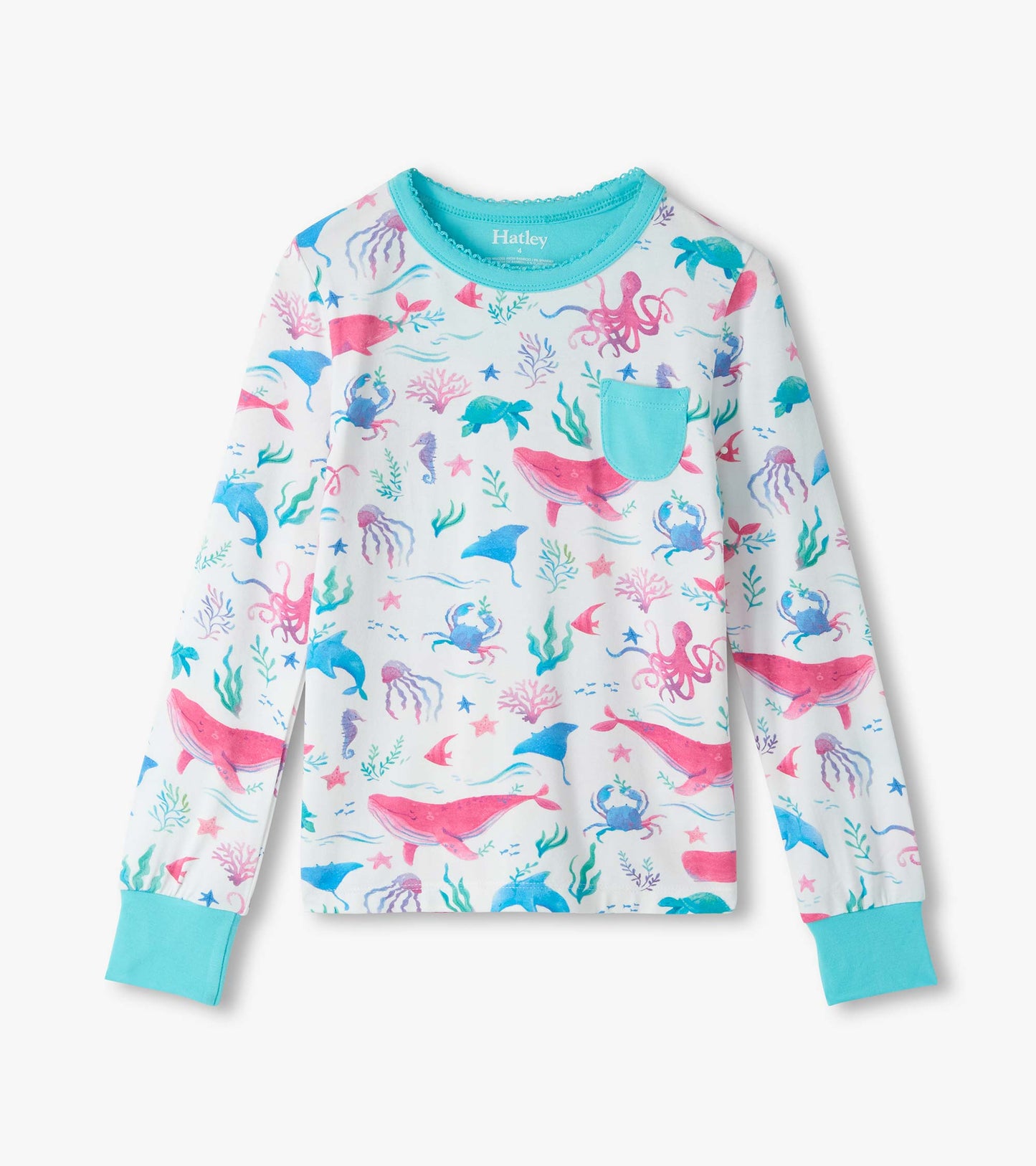 Girls Painted Sealife Bamboo Pajama Set