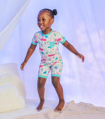 Girls Painted Sealife Bamboo Short Pajama Set
