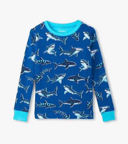 Boys Patterned Sharks Cotton Pajama Set