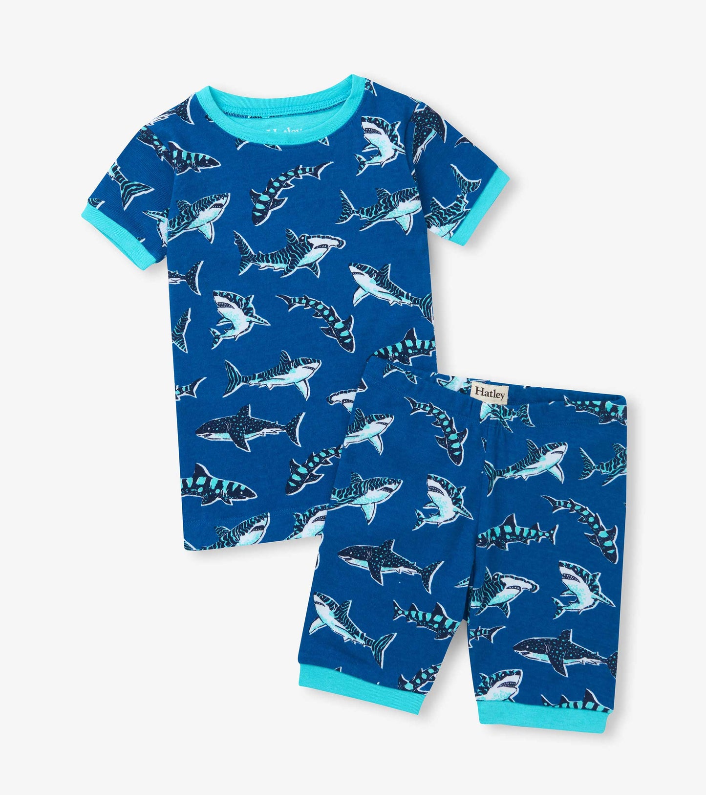 Boys Patterned Sharks Cotton Short Pajama Set