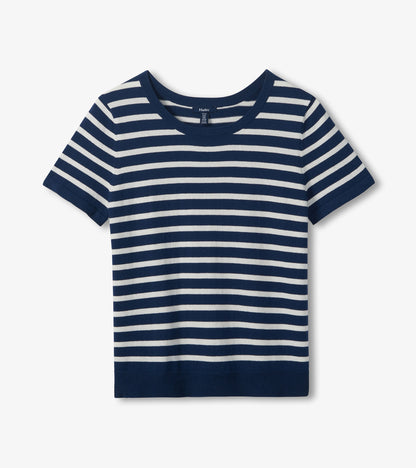 Simone Knit Tee - Navy & White Stripes