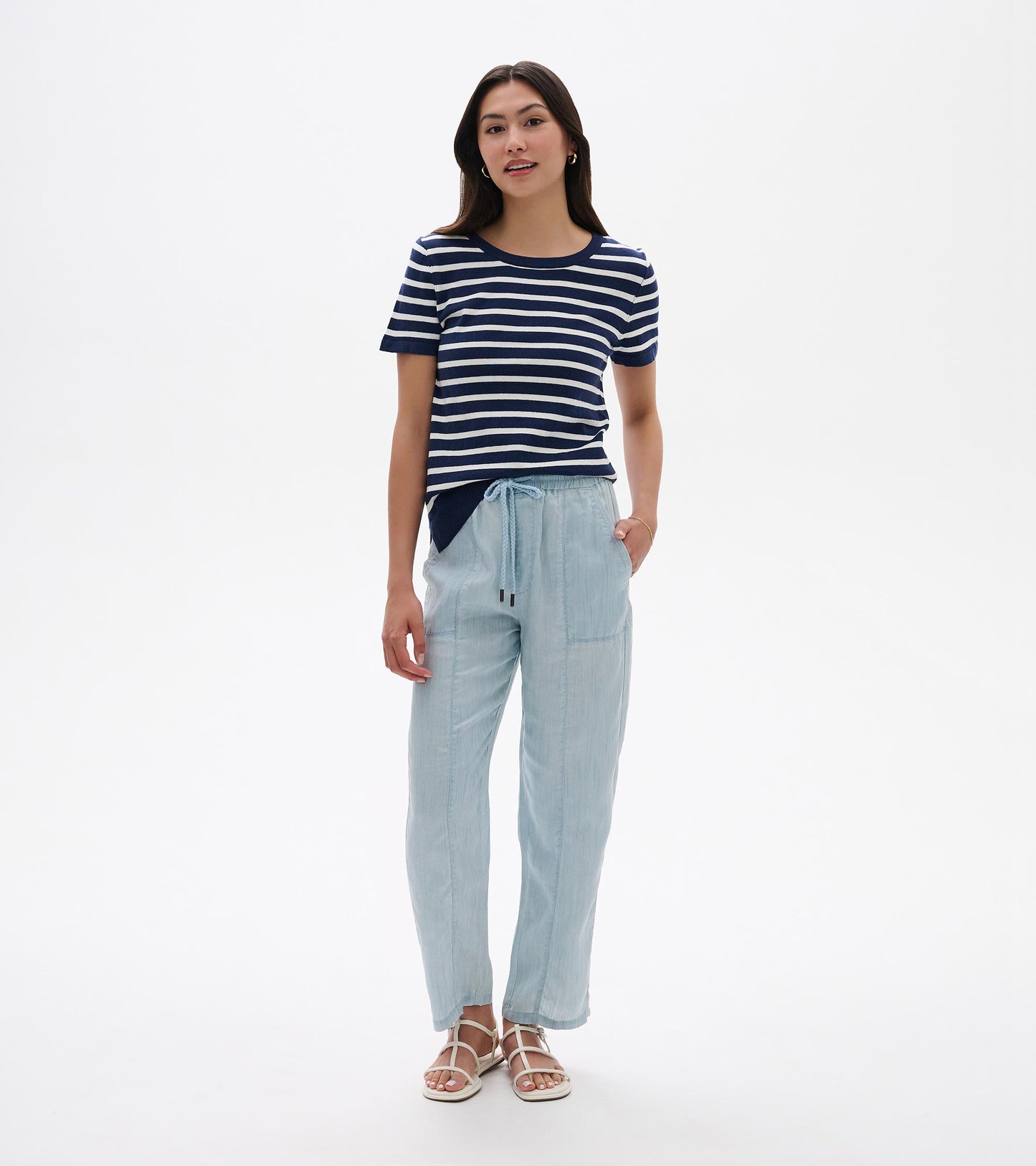 Simone Knit Tee - Navy & White Stripes