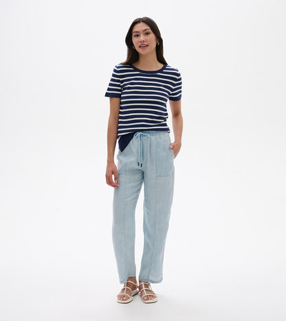 Simone Knit Tee - Navy & White Stripes