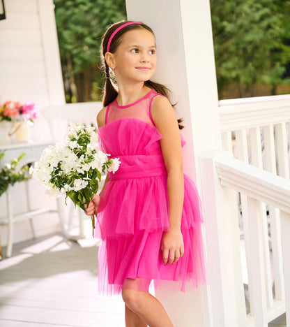 Girls Fuchsia Tulle Party Dress