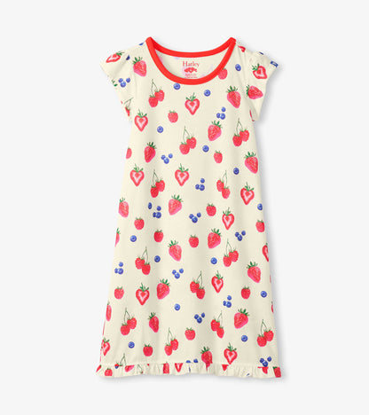 Girls Summer Berries Ruffle Hem Nightdress