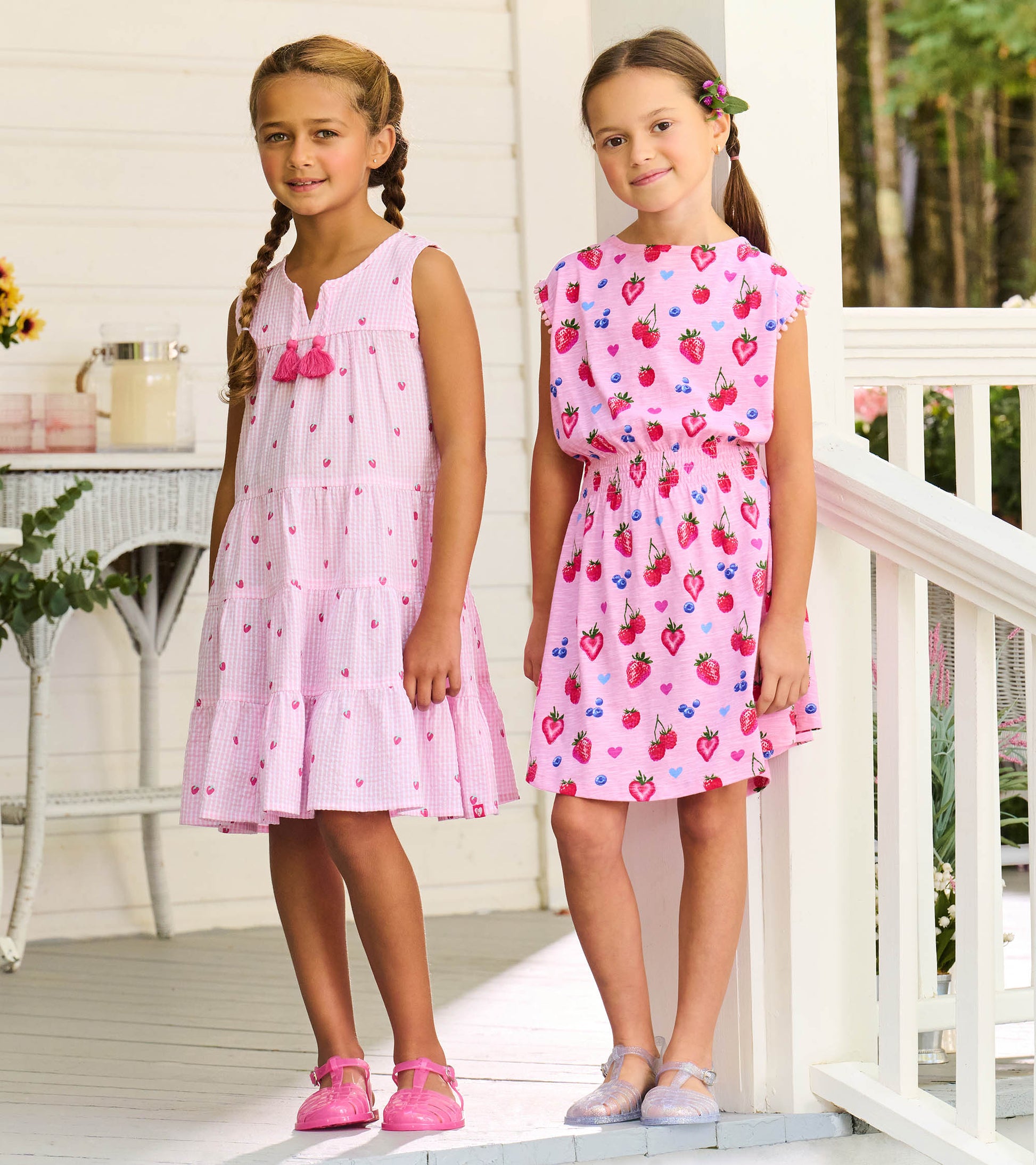 Girls Summer Berries Smocked Waist Dress