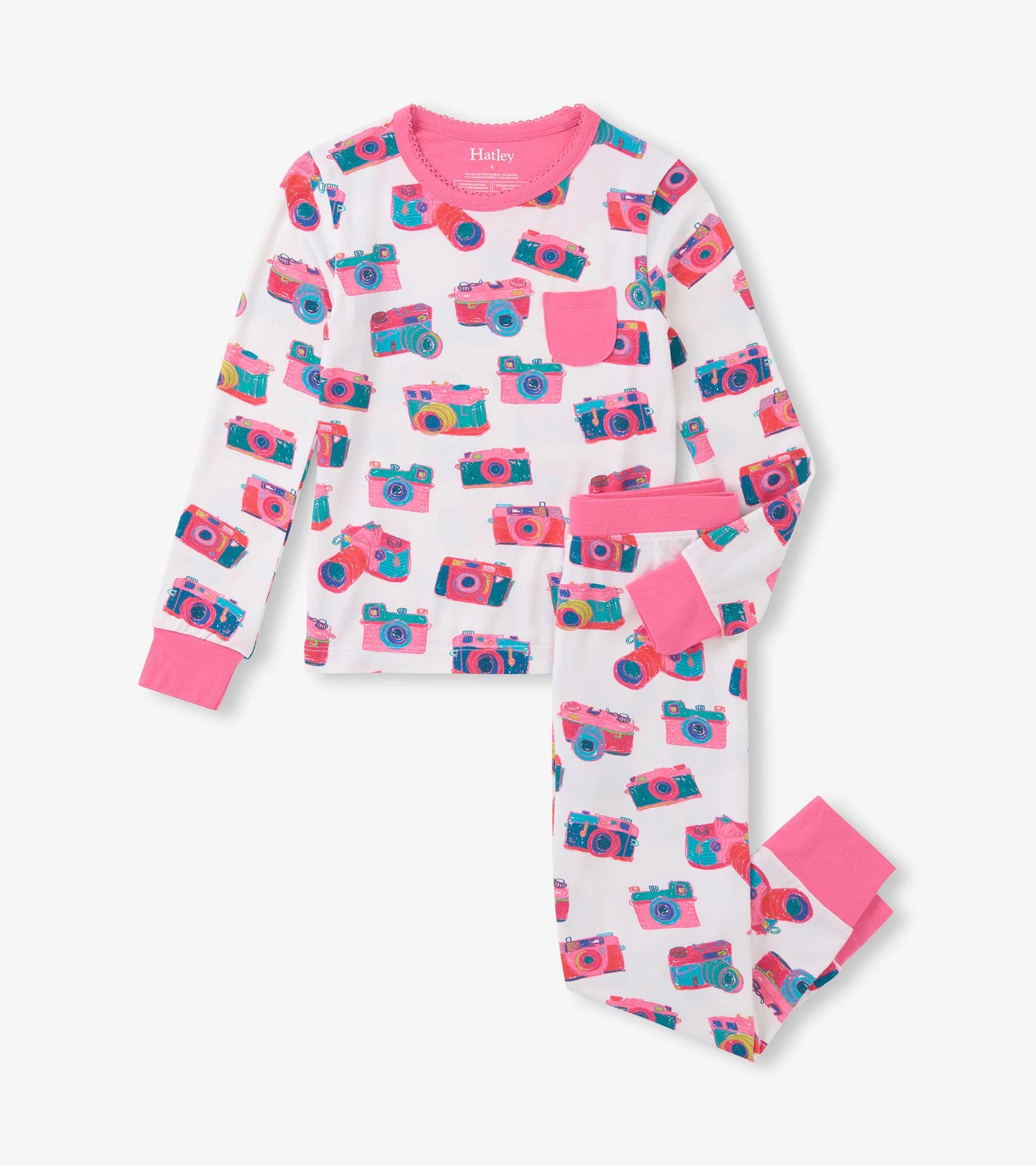 Girls Sketchy Cameras Bamboo Pajama Set