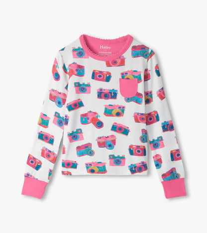 Girls Sketchy Cameras Bamboo Pajama Set
