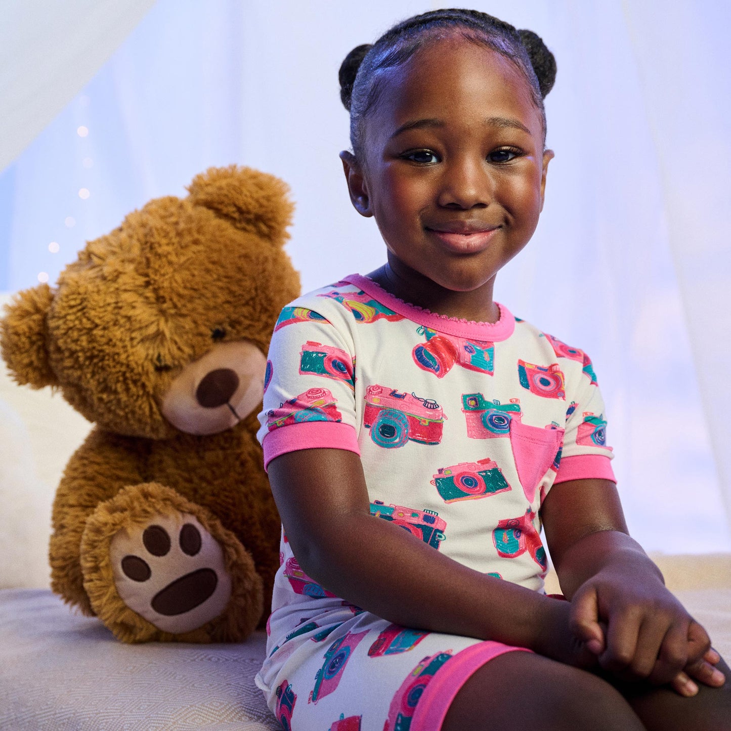 Girls Sketchy Cameras Bamboo Short Pajama Set