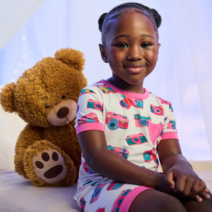 Girls Sketchy Cameras Bamboo Short Pajama Set