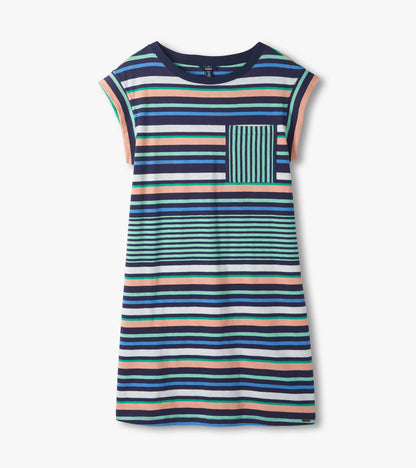 Pocket Tee Dress - Seaside Stripes