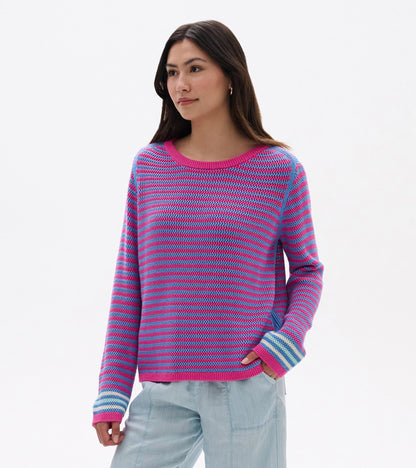 Pull en tricot pointelle – Rayures estivales du Sud-Est