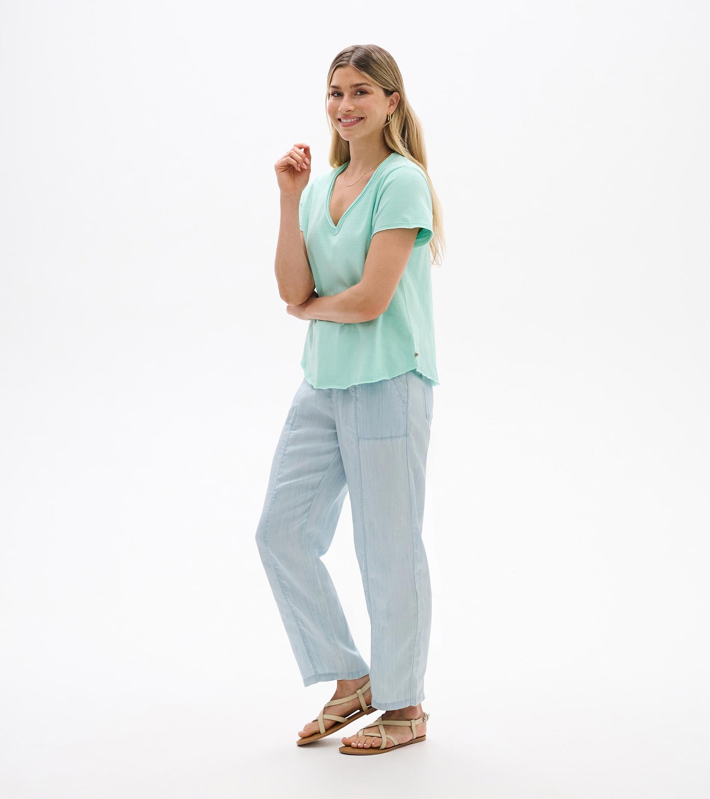 T-shirt à encolure en V Sadie – Verre de mer