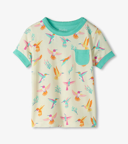 Girls Springtime Hummingbirds Bamboo Short Pajama Set