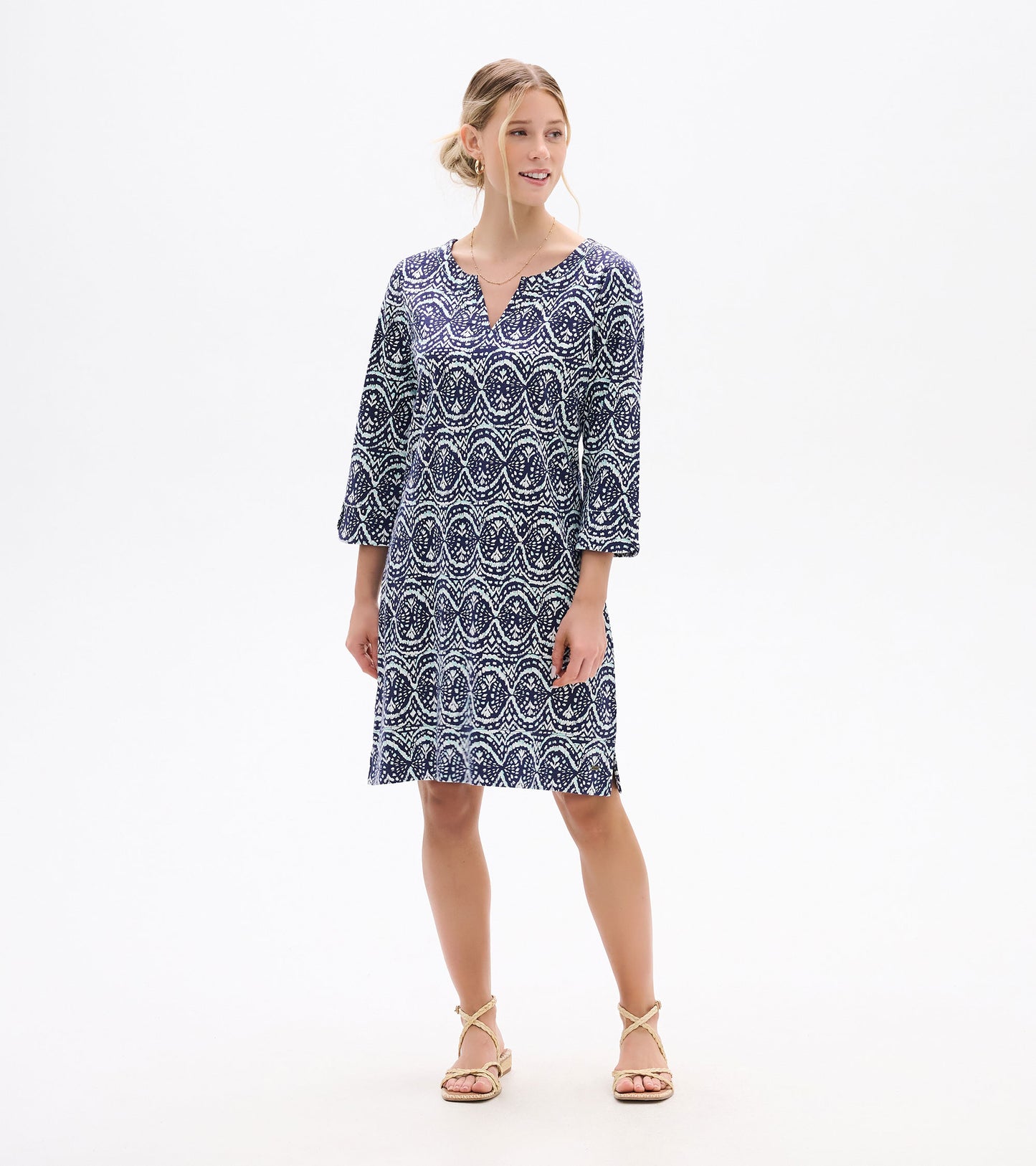 Robe à encolure crantée Lily – Ikat doux