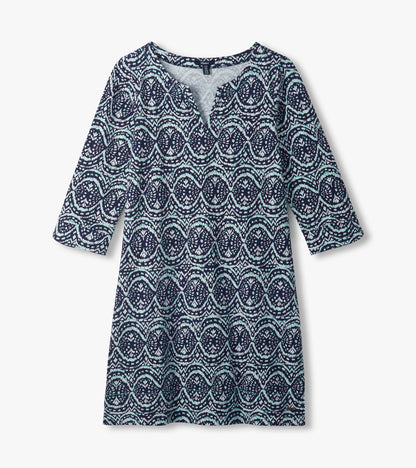 Robe à encolure crantée Lily – Ikat doux