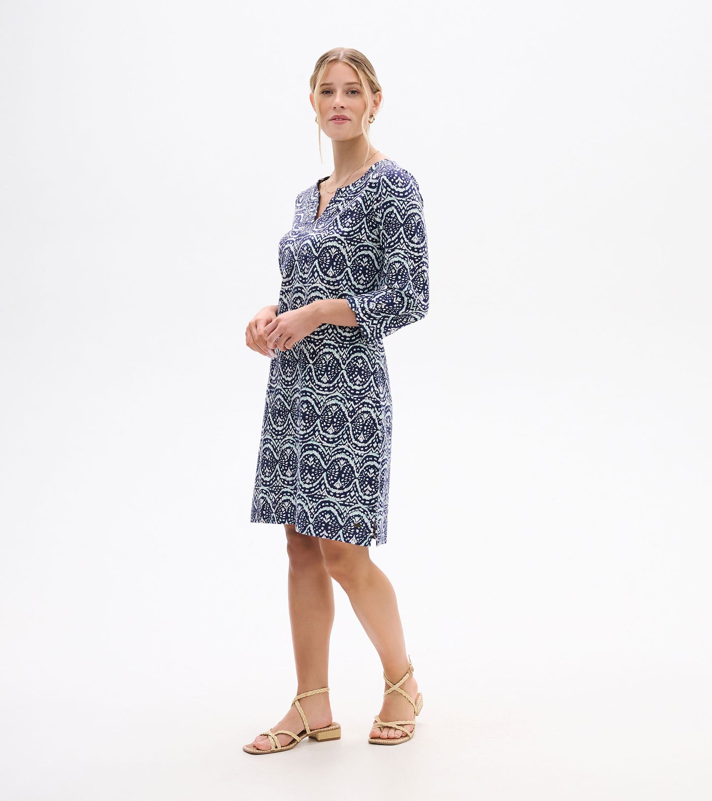 Robe à encolure crantée Lily – Ikat doux