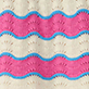 View Girls Strawberry Moon Stripes Crochet Skirt - Pink and blue wavy pattern on a beige background
