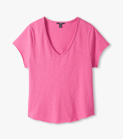 Sadie V-Neck Tee - Super Pink