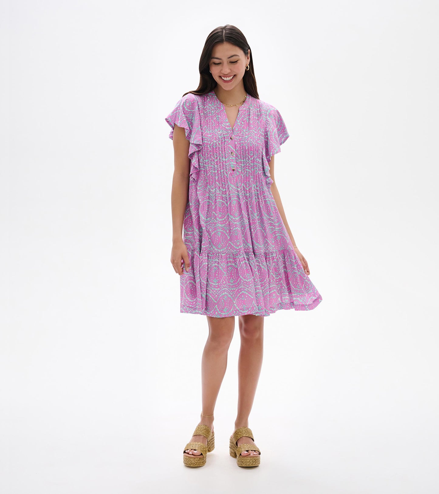 Pintuck Dress - Soft Ikat