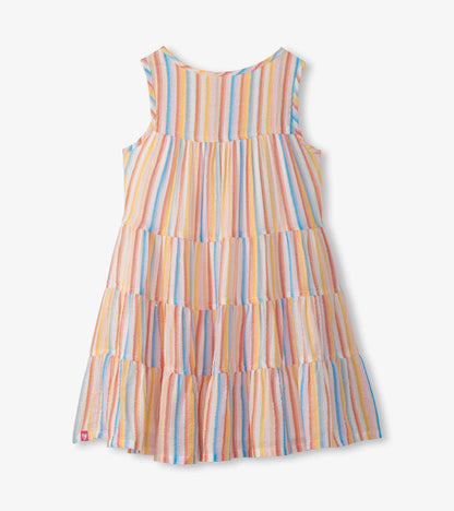 Robe étagée volantée – Rayures ensoleillées