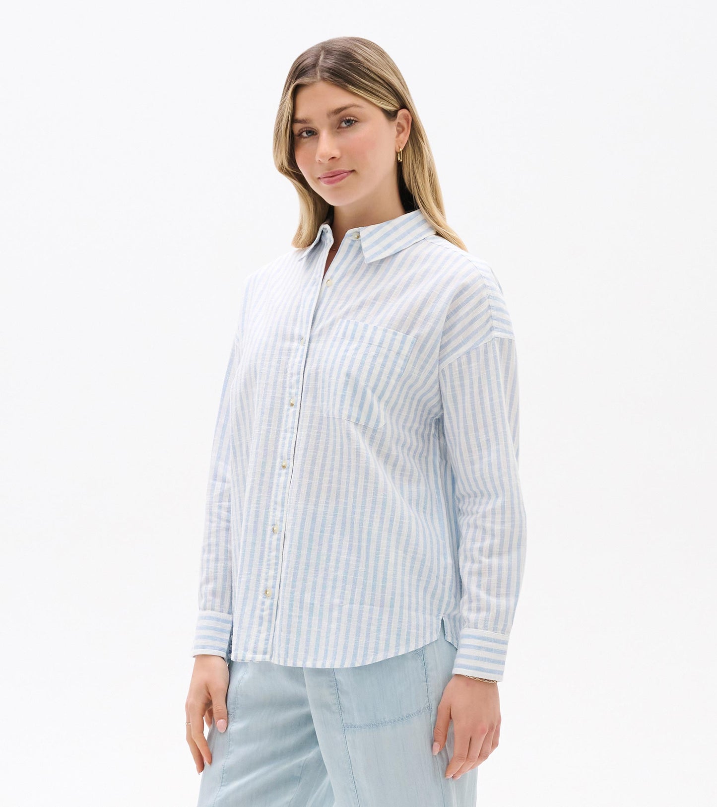 Relaxed Button Down - Cashmere Blue Stripes