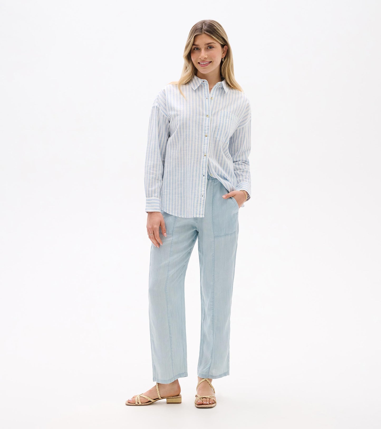 Relaxed Button Down - Cashmere Blue Stripes