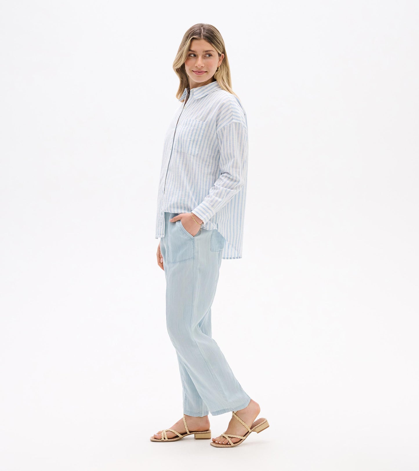 Relaxed Button Down - Cashmere Blue Stripes