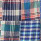 View Girls Vintage Summer Madras Woven Skirt - Patchwork plaid fabric pattern in red, blue, beige, and white