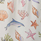 View Girls Vintage Sea Life Gathered Dress - Illustrated seashells, fish, starfish, coral, and seaweed on a light background
