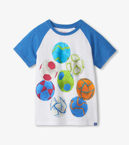 Boys Soccer Balls Raglan T-Shirt