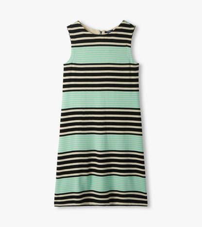 Sofia Dress - Black Colourblock Stripes