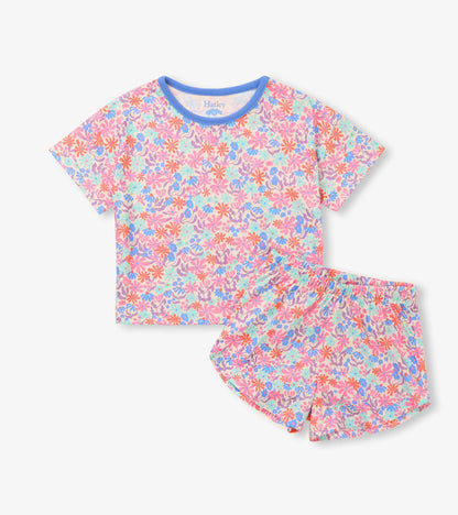 Girls Whimsical Flowers Short Sleep Set