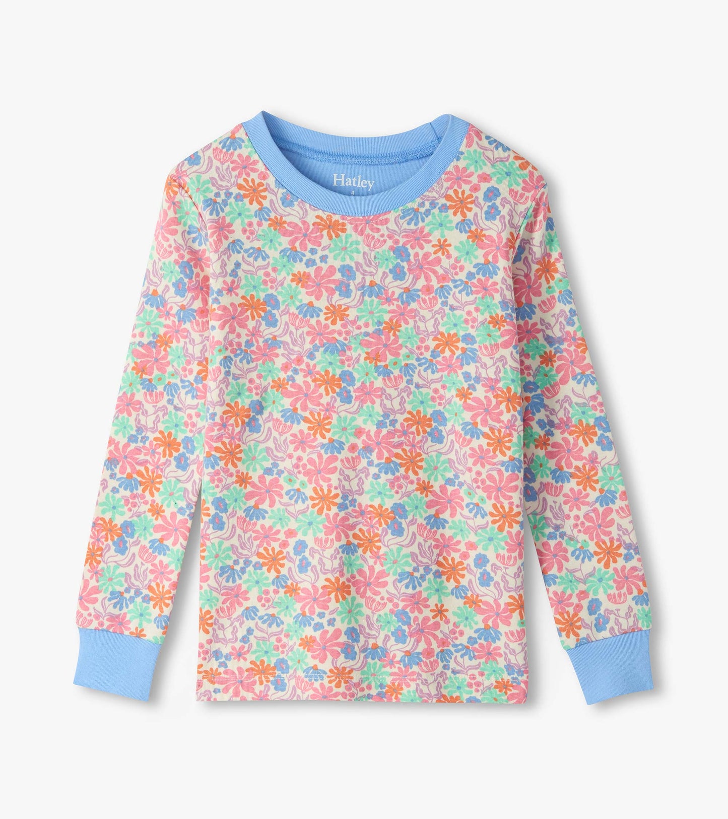 Girls Whimsical Flowers Cotton Pajama Set