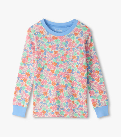 Girls Whimsical Flowers Cotton Pajama Set
