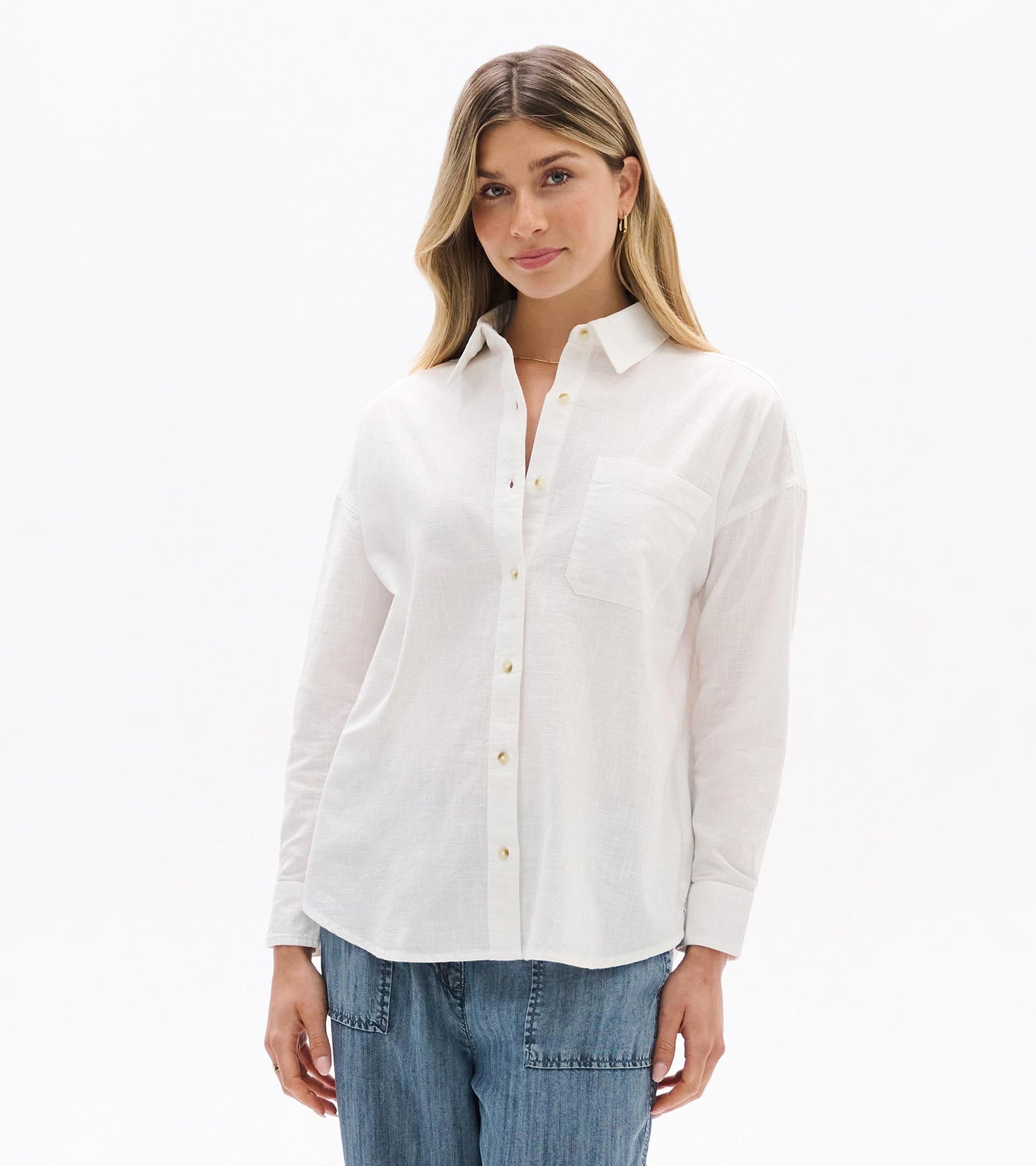 Chemisier boutonné décontracté – Blanc