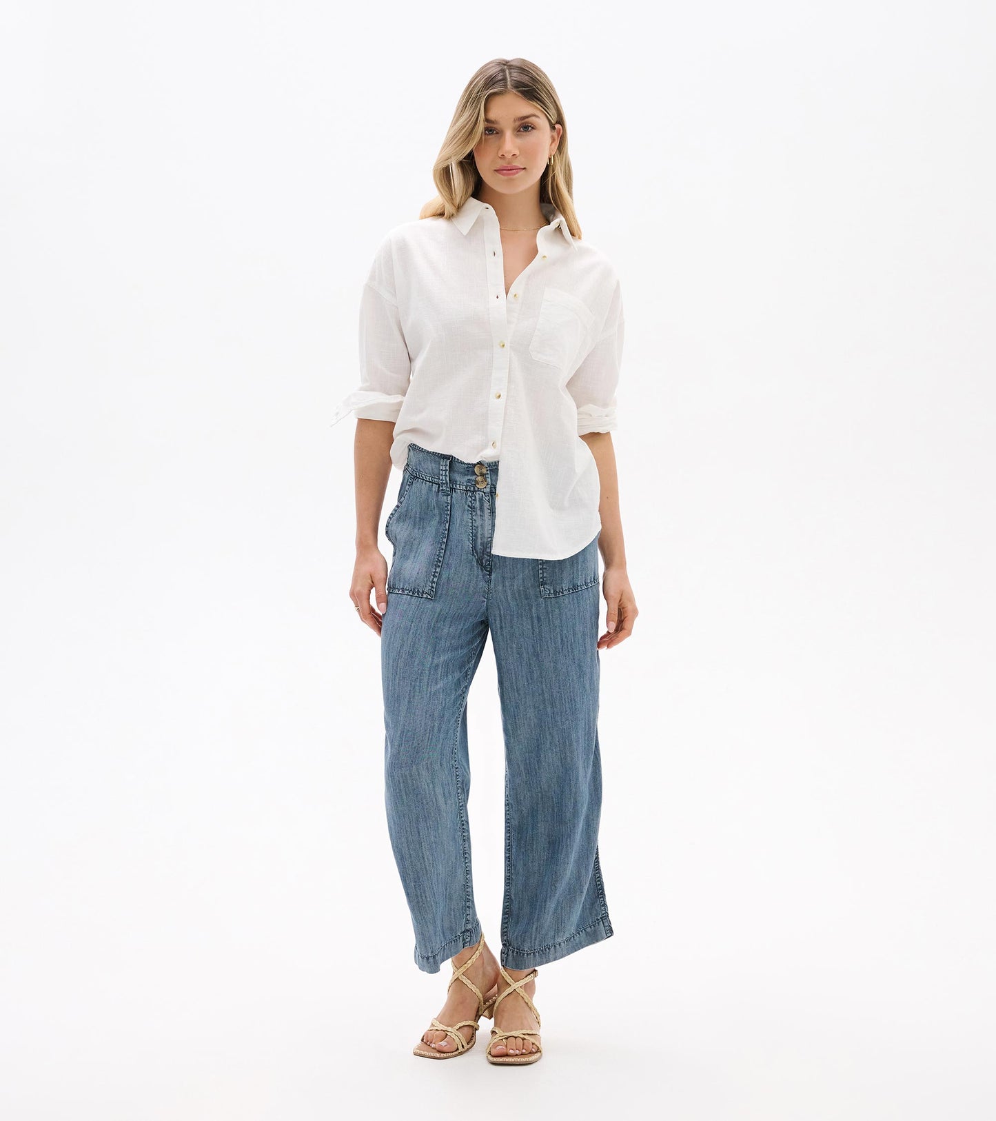 Chemisier boutonné décontracté – Blanc