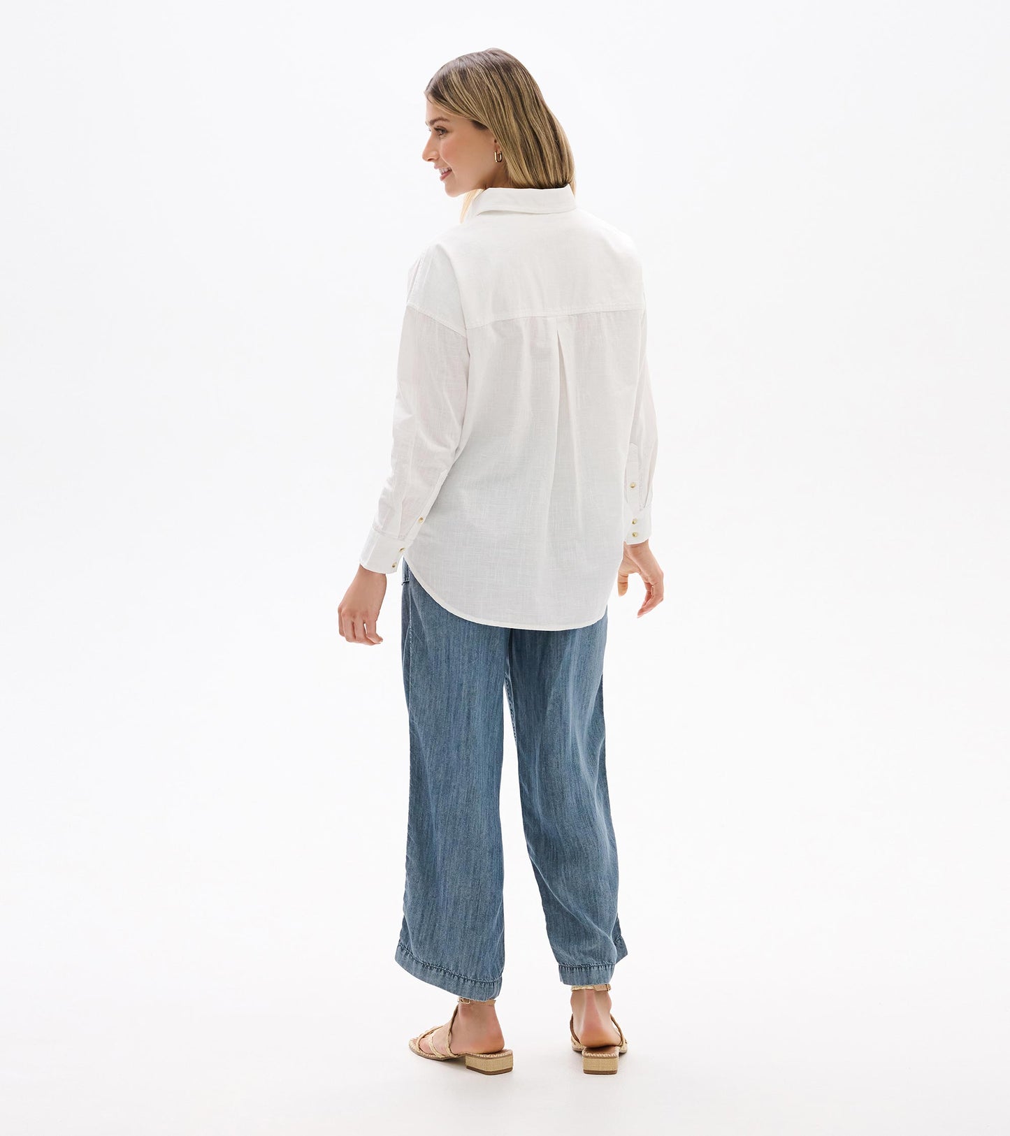 Chemisier boutonné décontracté – Blanc