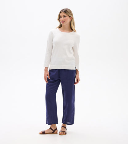 3/4 Sleeve Knit Top - White